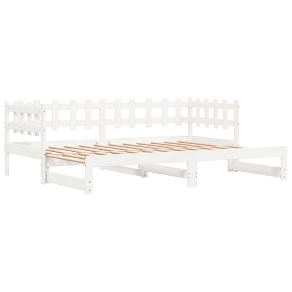 vidaXL Lit de repos extensible Blanc 2x(80x200) cm Bois de pin massif