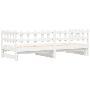 vidaXL Lit de repos extensible Blanc 2x(80x200) cm Bois de pin massif