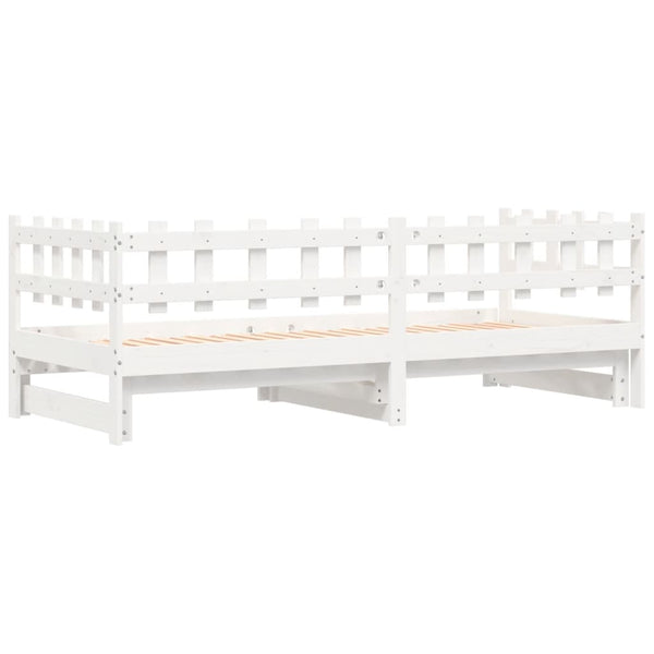vidaXL Lit de repos extensible Blanc 2x(80x200) cm Bois de pin massif