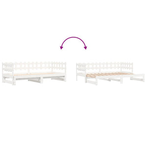 vidaXL Lit de repos extensible Blanc 2x(80x200) cm Bois de pin massif