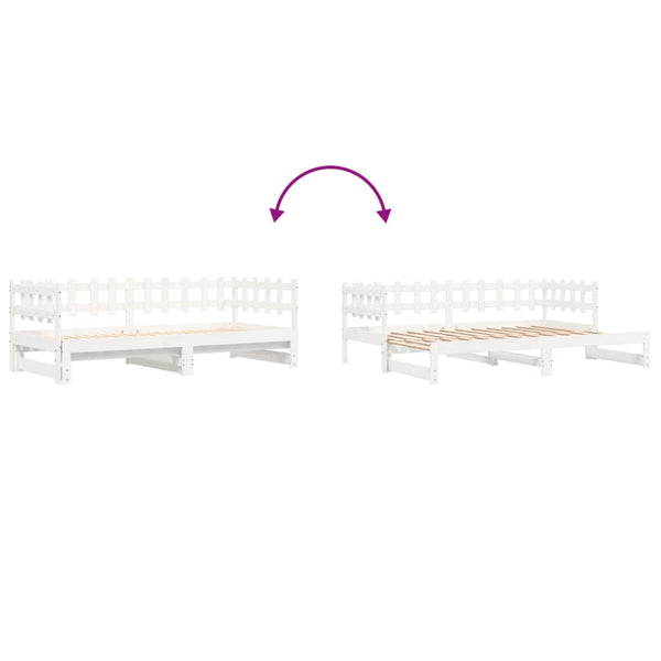 vidaXL Lit de repos extensible Blanc 2x(80x200) cm Bois de pin massif