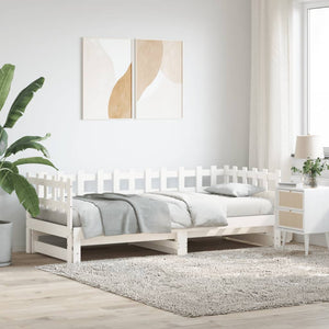 vidaXL Lit de repos extensible Blanc 2x(80x200) cm Bois de pin massif