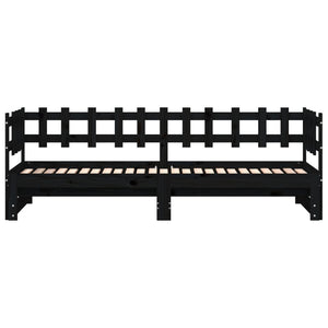 Ausziehbares Tagesbett Schwarz 80x200 cm Kiefernholz