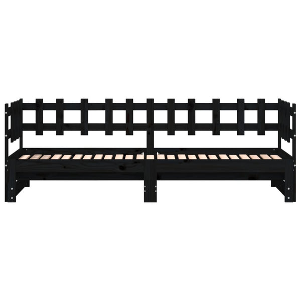 Ausziehbares Tagesbett Schwarz 80x200 cm Kiefernholz