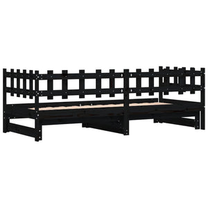 Ausziehbares Tagesbett Schwarz 80x200 cm Kiefernholz