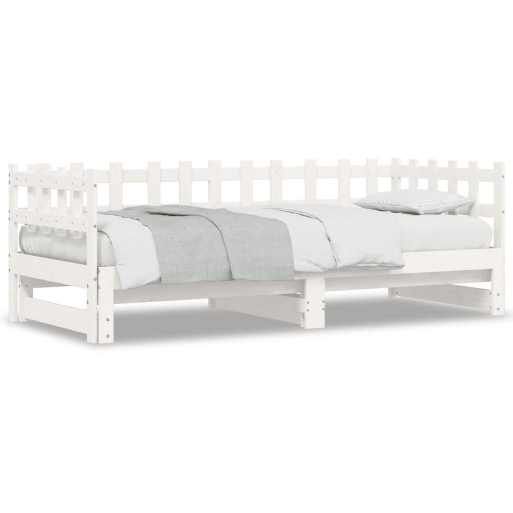 vidaXL Lit banquette extensible Blanc 2x(90x200) cm Bois de pin massif