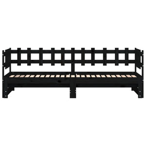 Ausziehbares Tagesbett Schwarz 90x200 cm Kiefernholz
