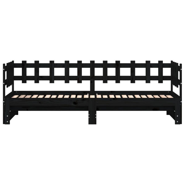 Ausziehbares Tagesbett Schwarz 90x200 cm Kiefernholz