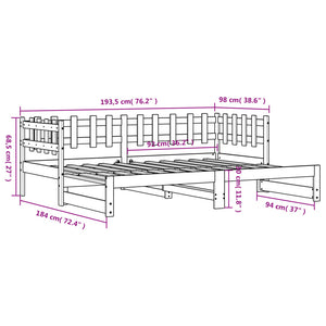 vidaXL Lit de repos extensible 2x(90x190) cm Bois de pin massif