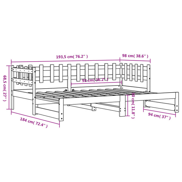 vidaXL Lit de repos extensible 2x(90x190) cm Bois de pin massif
