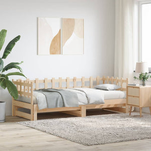 vidaXL Lit de repos extensible 2x(90x190) cm Bois de pin massif