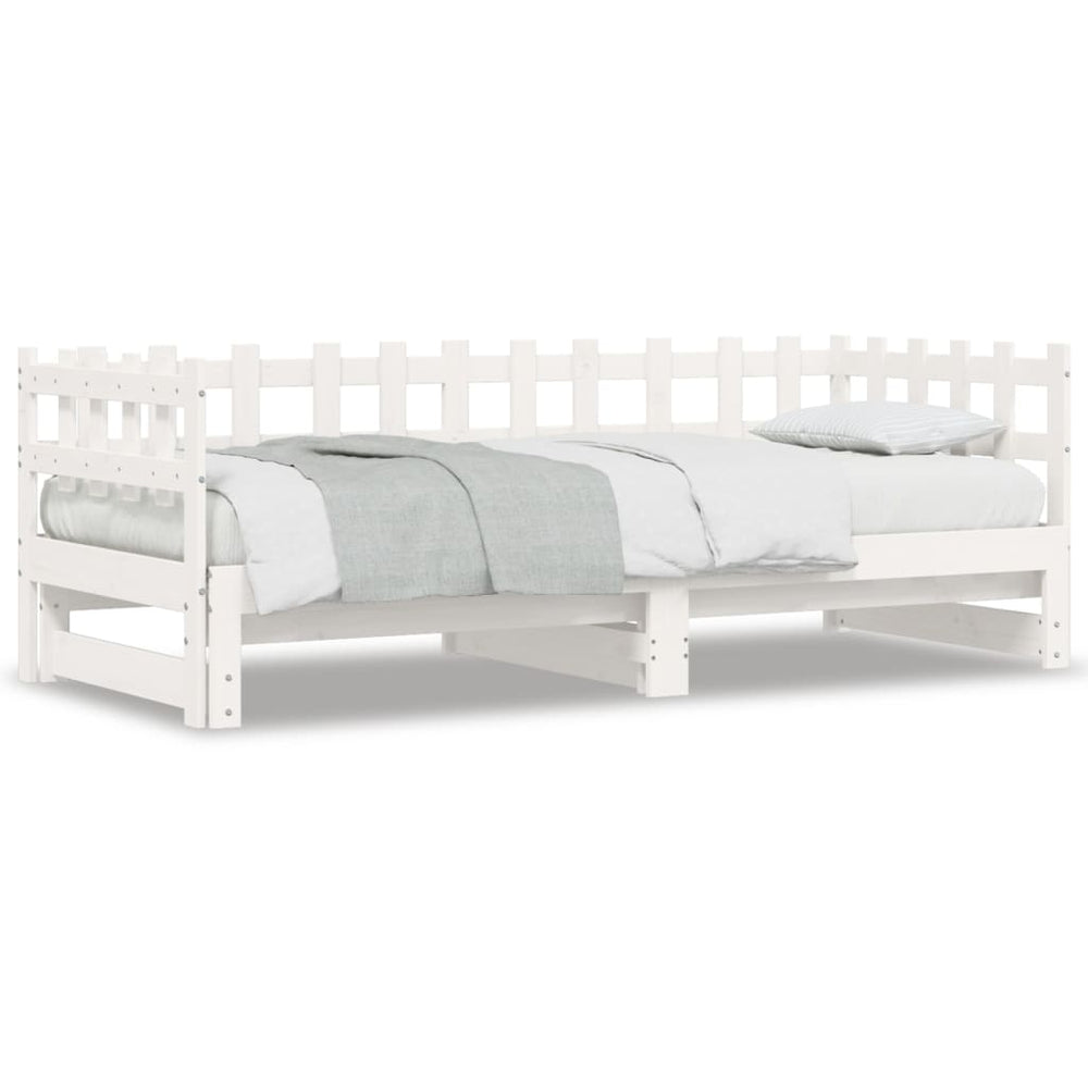 vidaXL Lit de repos extensible Blanc 2x(90x190) cm Bois massif Pin