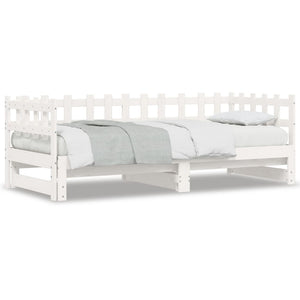 vidaXL Lit de repos extensible Blanc 2x(90x190) cm Bois massif Pin