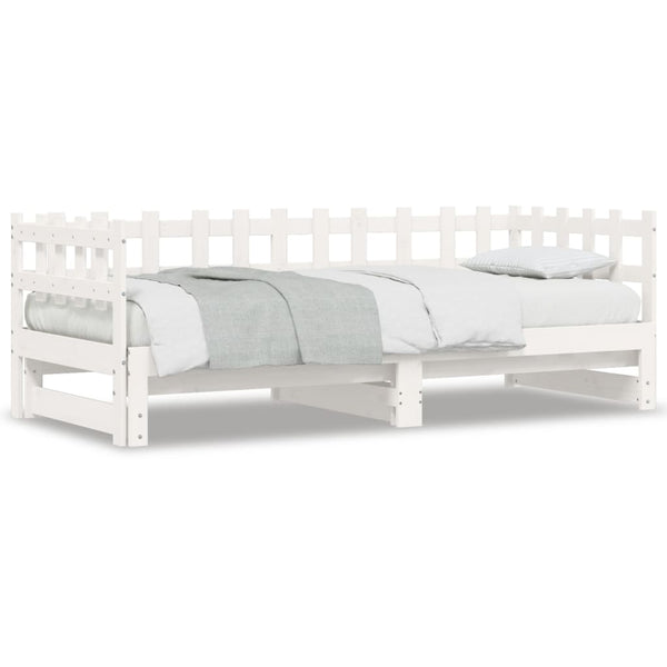 vidaXL Lit de repos extensible Blanc 2x(90x190) cm Bois massif Pin