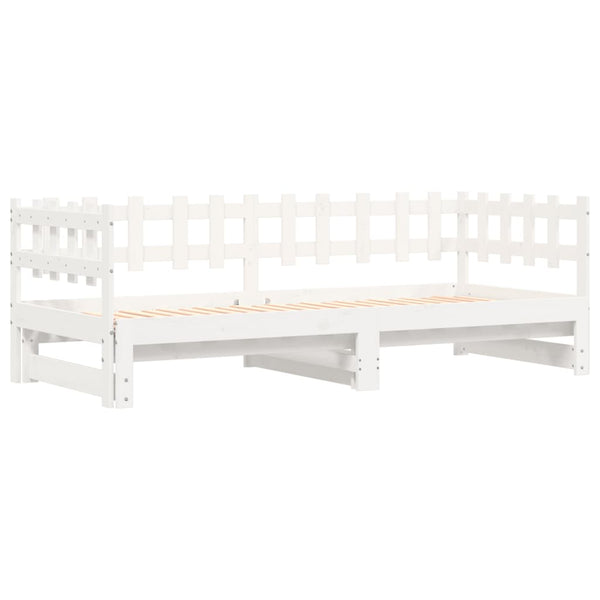 vidaXL Lit de repos extensible Blanc 2x(90x190) cm Bois massif Pin