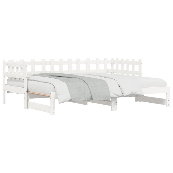 vidaXL Lit de repos extensible Blanc 2x(90x190) cm Bois massif Pin