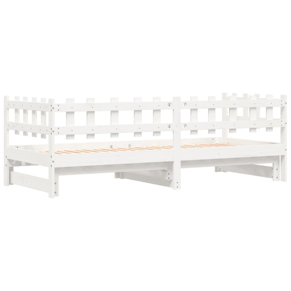 vidaXL Lit de repos extensible Blanc 2x(90x190) cm Bois massif Pin