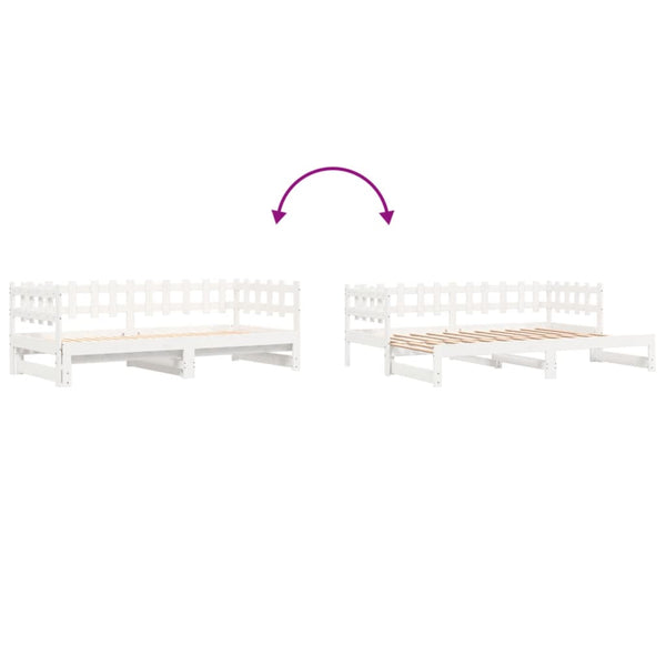 vidaXL Lit de repos extensible Blanc 2x(90x190) cm Bois massif Pin
