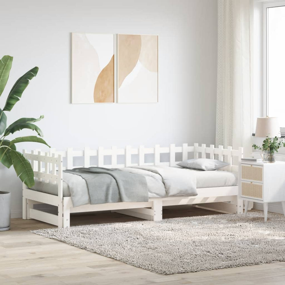 vidaXL Lit de repos extensible Blanc 2x(90x190) cm Bois massif Pin