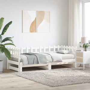 vidaXL Lit de repos extensible Blanc 2x(90x190) cm Bois massif Pin