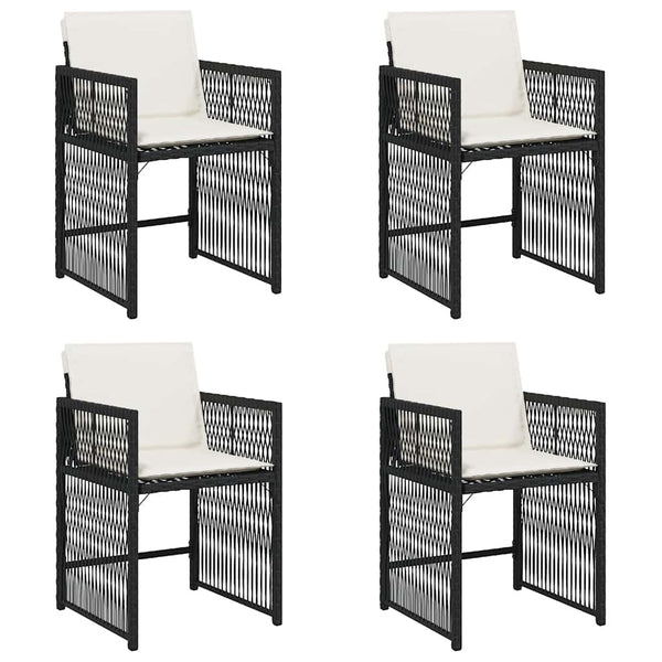 vidaXL Chaises de jardin avec coussins 4 pcs Noir Résine tressée
