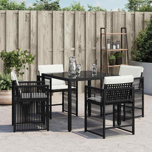 vidaXL Chaises de jardin avec coussins 4 pcs Noir Résine tressée