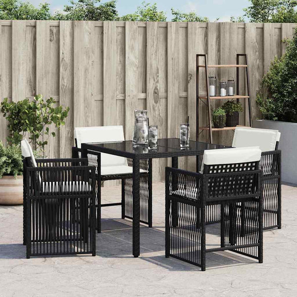 vidaXL Chaises de jardin avec coussins 4 pcs Noir Résine tressée