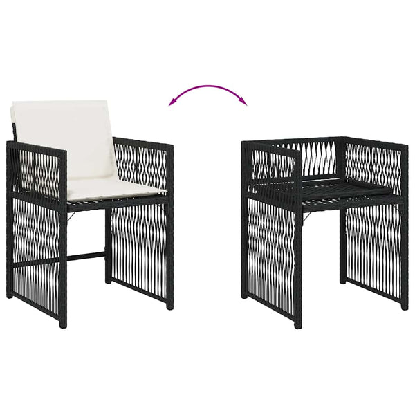 vidaXL Chaises de jardin avec coussins 4 pcs Noir Résine tressée