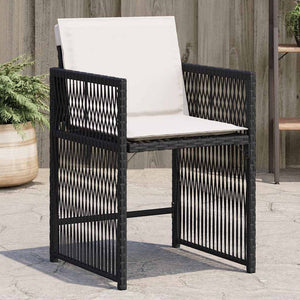 vidaXL Chaises de jardin avec coussins 4 pcs Noir Résine tressée