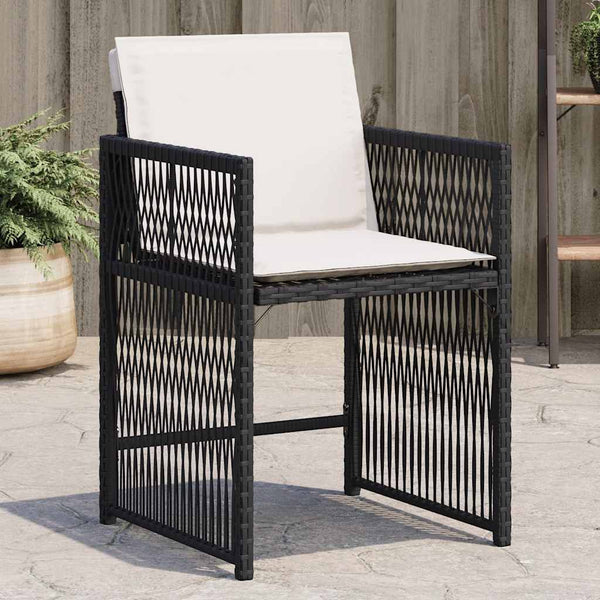 vidaXL Chaises de jardin avec coussins 4 pcs Noir Résine tressée