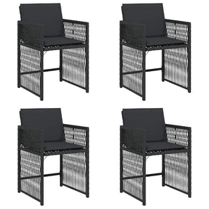 vidaXL Chaises de jardin avec coussins 4 pcs Noir Résine tressée