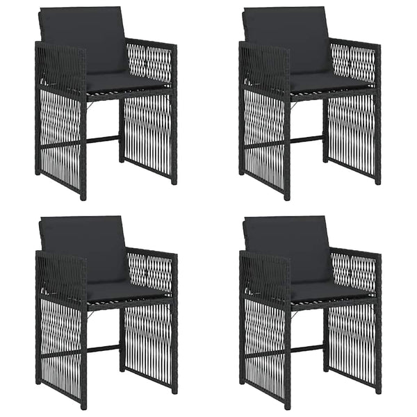 vidaXL Chaises de jardin avec coussins 4 pcs Noir Résine tressée