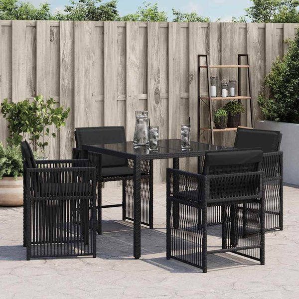 vidaXL Chaises de jardin avec coussins 4 pcs Noir Résine tressée
