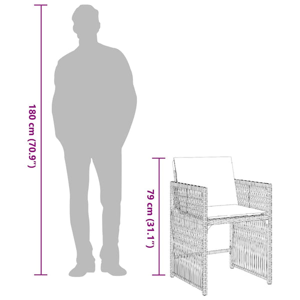 vidaXL Chaises de jardin avec coussins 4 pcs Noir Résine tressée