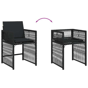 vidaXL Chaises de jardin avec coussins 4 pcs Noir Résine tressée