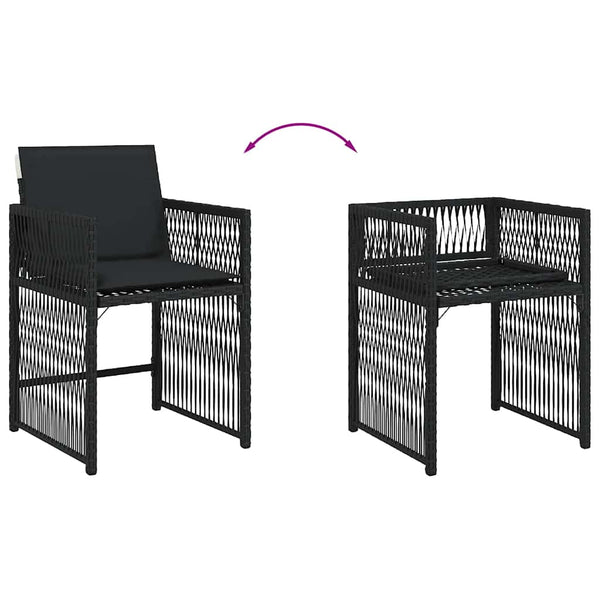 vidaXL Chaises de jardin avec coussins 4 pcs Noir Résine tressée