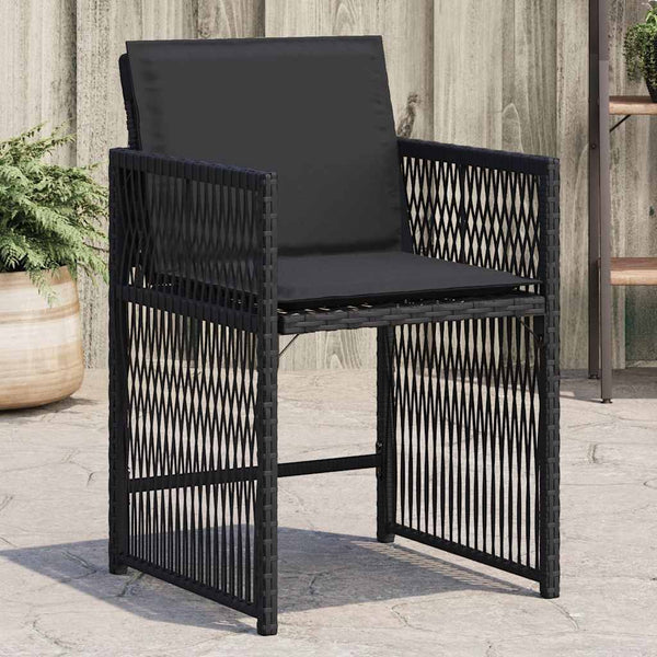 vidaXL Chaises de jardin avec coussins 4 pcs Noir Résine tressée