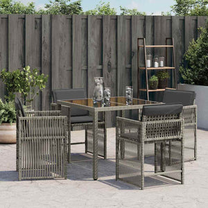 Gartenstühle mit Kissen, 4er Set Grau