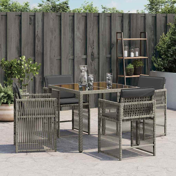Gartenstühle mit Kissen, 4er Set Grau