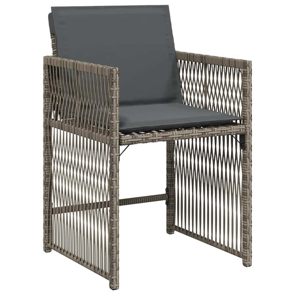 Gartenstühle mit Kissen, 4er Set Grau