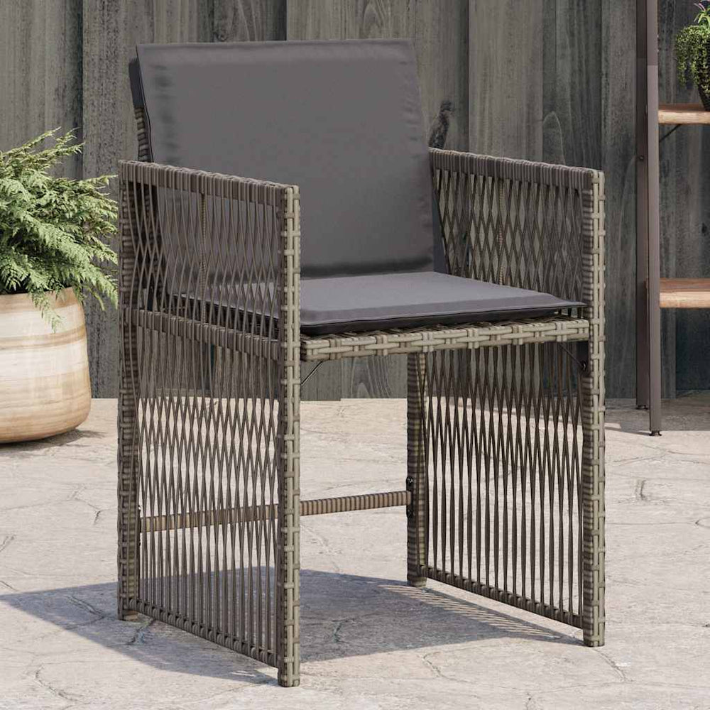 Gartenstühle mit Kissen, 4er Set Grau