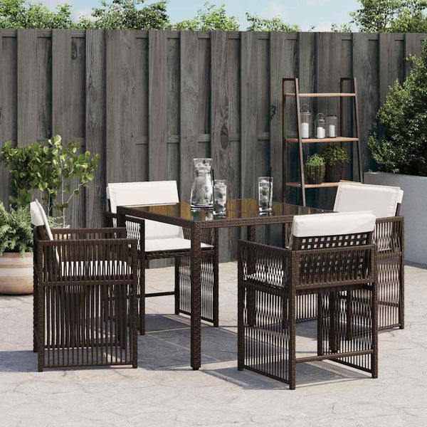 Gartenstühle mit Kissen, 4er Set, Braun