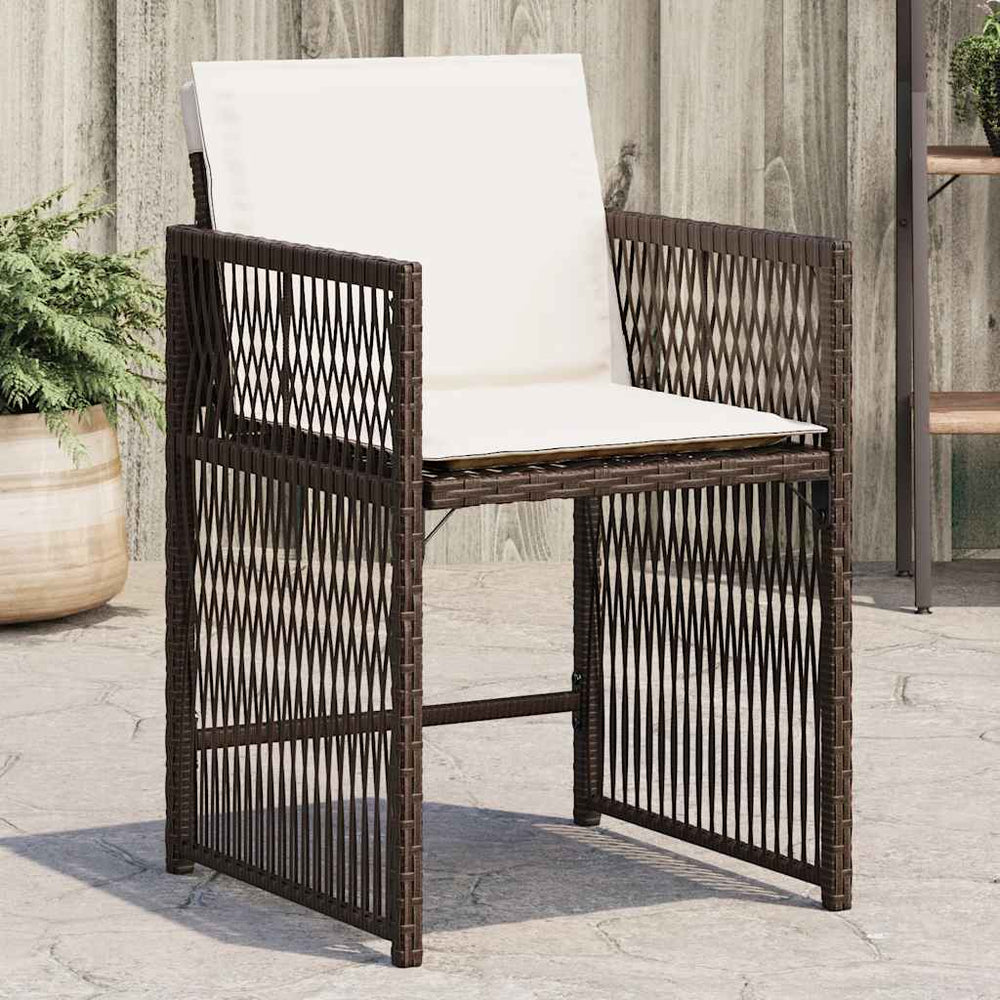 Gartenstühle mit Kissen, 4er Set, Braun