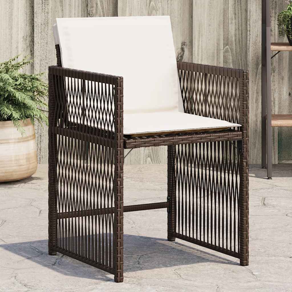 Gartenstühle mit Kissen, 4er Set, Braun