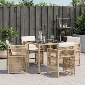 Gartenstühle mit Kissen, 4er Set Beige Rattan