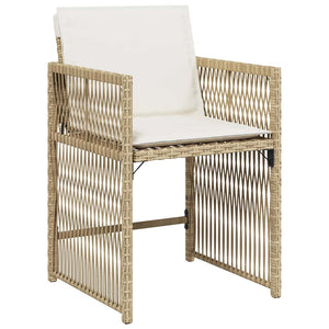 Gartenstühle mit Kissen, 4er Set Beige Rattan