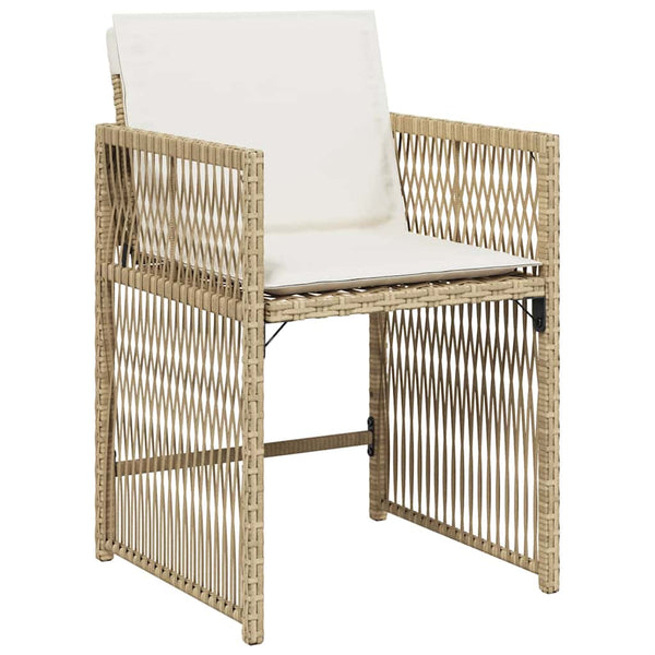 Gartenstühle mit Kissen, 4er Set Beige Rattan