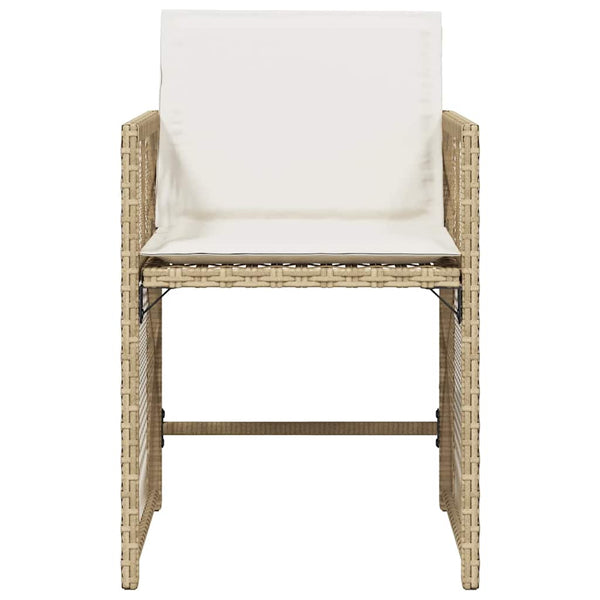 Gartenstühle mit Kissen, 4er Set Beige Rattan