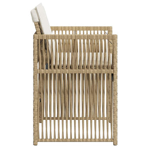 Gartenstühle mit Kissen, 4er Set Beige Rattan
