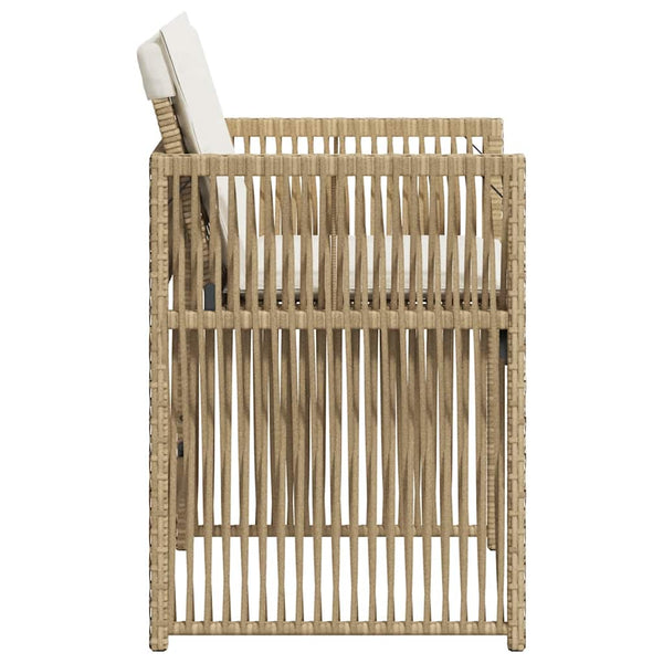 Gartenstühle mit Kissen, 4er Set Beige Rattan